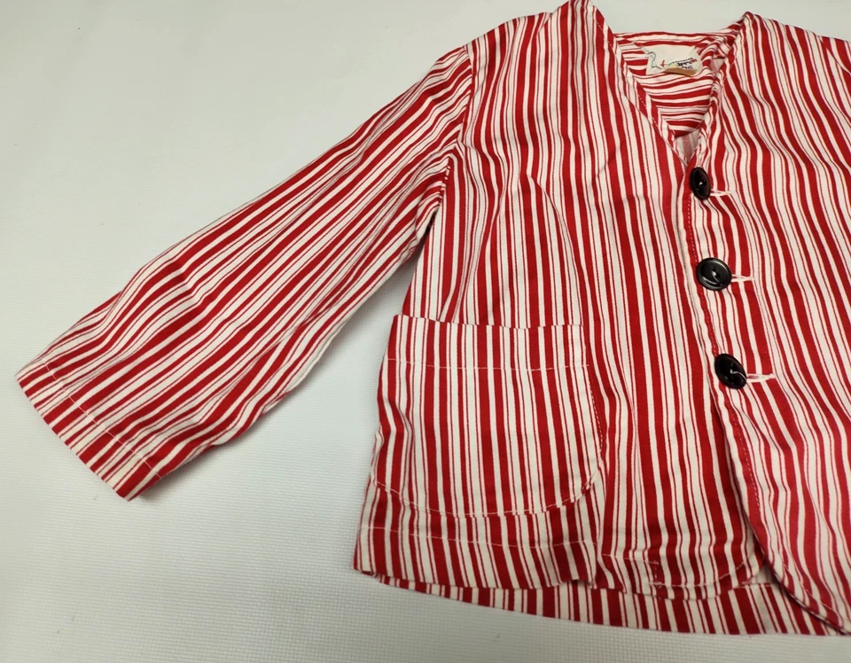 Vtg Tommy Alpren Togs Peppermint Stripe Boy's Jacket~Red & White Stripe~SZ 4 - Image 4 of 4