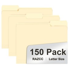 File Folder, 150 Pack 1/3 Cut Tab File Folders Letter Size, Manila Folders, F