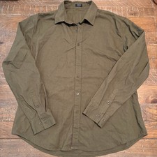 Coofandy Men's Olive Green Linen Blend Button Down Shirt Long Sleeve Size XL