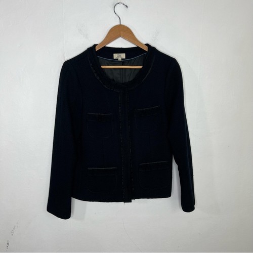 Pablo GERARD DAREL Paris Black Wool 4 Pocket Snap Front Blazer Jacket EU 42 US L