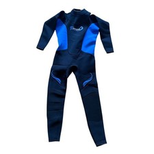 Ravani Full Wetsuit Kids Sz L Black/Blue L/S Back Zip One-Piece Womens S vaca