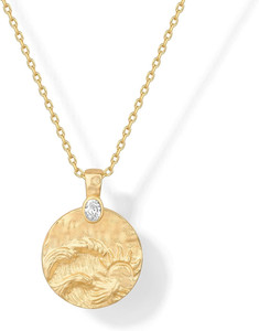 Authentic 14K Gold Plated Engraved Mantra Coin Pendant Necklace for Women | Hammered Hamsa