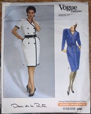 Vtg VOGUE Sewing Pattern 2460 Oscar de la Renta Dress w/Pockets Sz 8-10-12 UNCUT