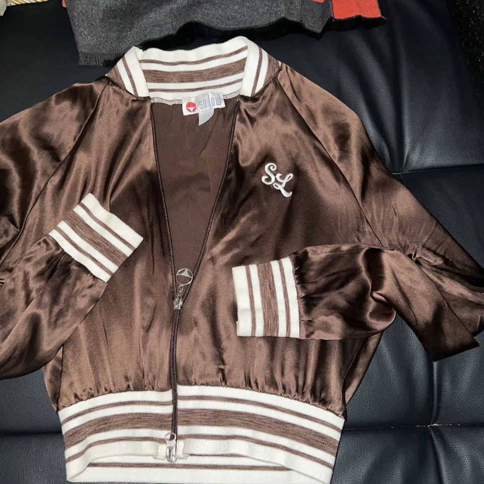 Verano Pura Seda Deportiva Marrón Crop Chaqueta Talla XS Foto 4 de 4