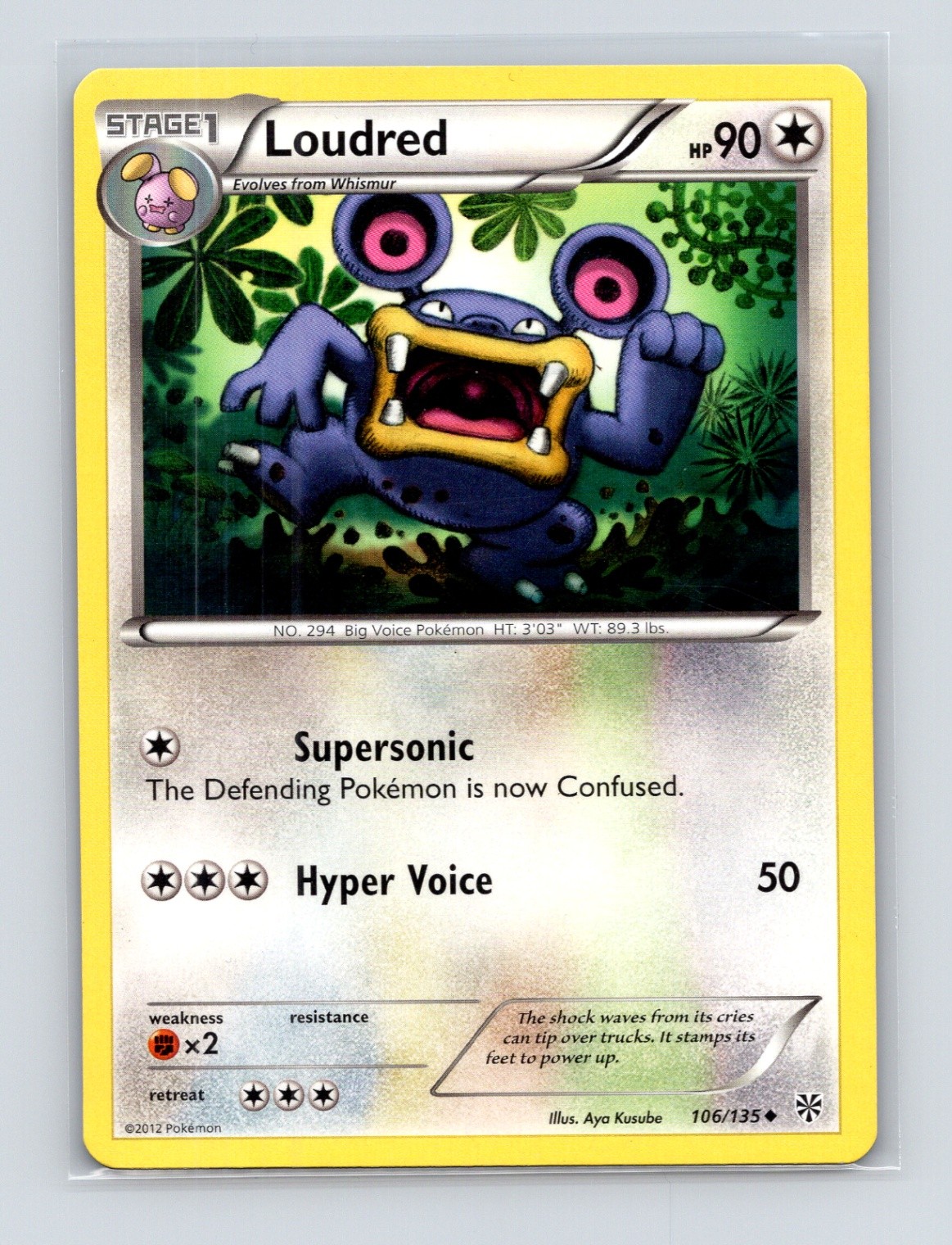 Pokémon TCG Loudred 106/135 Plasma Storm Normal LP