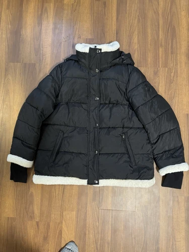 Cappotto donna Michael Kors Petite con cappuccio e orlo in pile taglia 1X