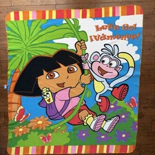 Y2K 2004 Nick Jr. Dora The Explorer Fleece Blanket Let s Go Vamonos 49 x54.5