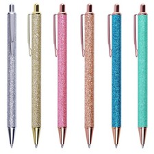 Cute Retractable Ballpoint Pens for Women Girls, Fancy Decorative Glitter Bod...