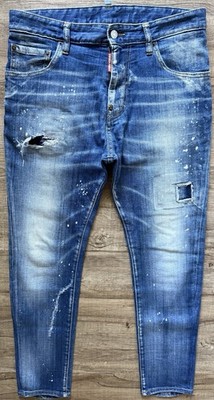Dsquared2 Straight Leg Boot Cut Jean Herren Gr. 46 Blau Cropped Ripped 538 