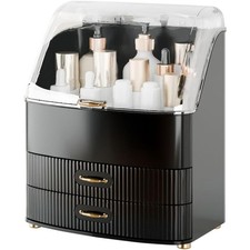 Makeup Organizer Vanity with Clear Lid Drawers Waterproof Dustproof Countertop