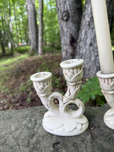 Vintage Red Wing Pottery Double Candlestick Holders Set Of 2 #397 USA 5 3/8x4x2” - Picture 8 of 8