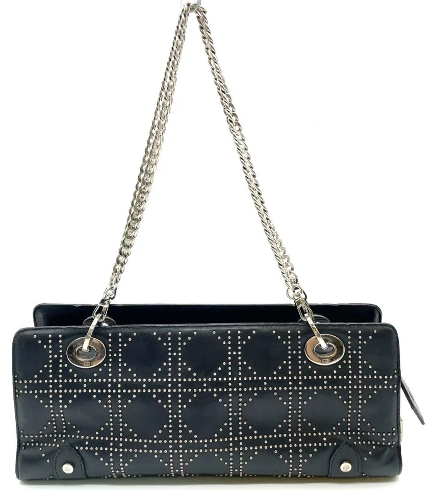 Auth Christian Dior Lady Dior Cannage Leather Black Chain Shoulder Bag EX Cond - Image 2 of 4