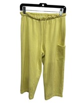 Onque Casuals Pastel Yellow Mesh Pocket Soft Crop Pants Size Small VanillaGirl