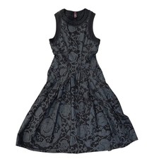 HIGH Tech Italy Dress Sleeveless Black Floral Print Fitted Fit and FlareSize 6