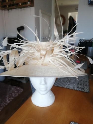 Cream Natural Fibre Cappelli Condici Big Wedding Hat Mother Of The Bride  Ladies | eBay