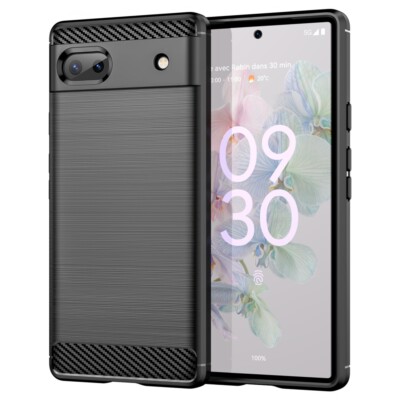 Hülle für Google Pixel 6a Handy Cover Silikon Case Tasche Bumper Carbonfarben