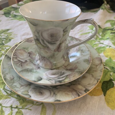 Caldo Freddo White Rose Coffee Tea Cup Saucer Plate Set Porcelain