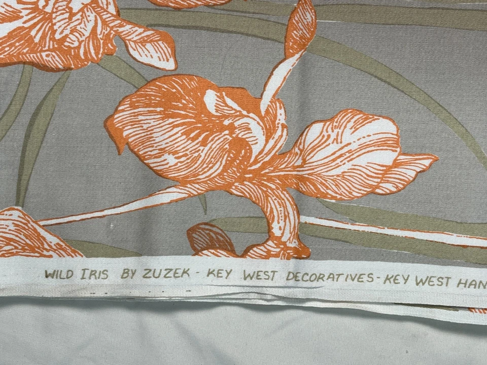 Telas decorativas impresas a mano vintage WILD IRIS de Zuzek Key West - 3,75 yardas cuadradas Foto 4 de 4