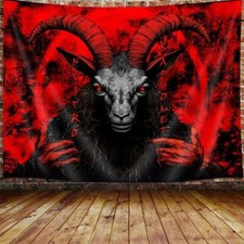 Satan Teufel Vintage Poster XXL Wandteppich Wandbehang Fototapete Rock