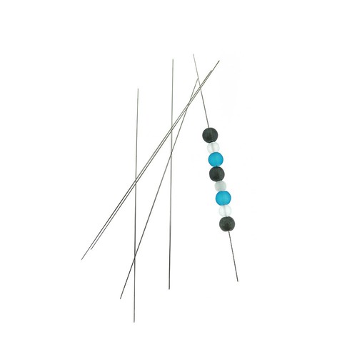 2 aghi pieghevoli per perline occhio grande in acciaio inox - 125 mm x 0,3 mm - TL036 - Foto 1 di 2