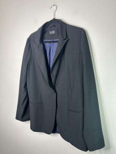 Topshop Button Down Solid Black Casual Office Long Blazer Size 10 - Picture 4 of 9