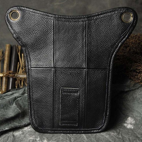 Motorcycle Outdoor Vintage Leather Drop Leg Bag Tactical Thigh Waist Fanny Pack - Picture 20 of 36