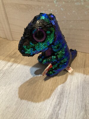 TY Flippables Sequin Plush - CRUNCH the Dinosaur (Regular Size - 6 inch) - MWMTs
