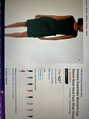 Amazon Essentials Women's Cap Sleeve Boat-Neck Faux Wrap Dress - XL | eBay