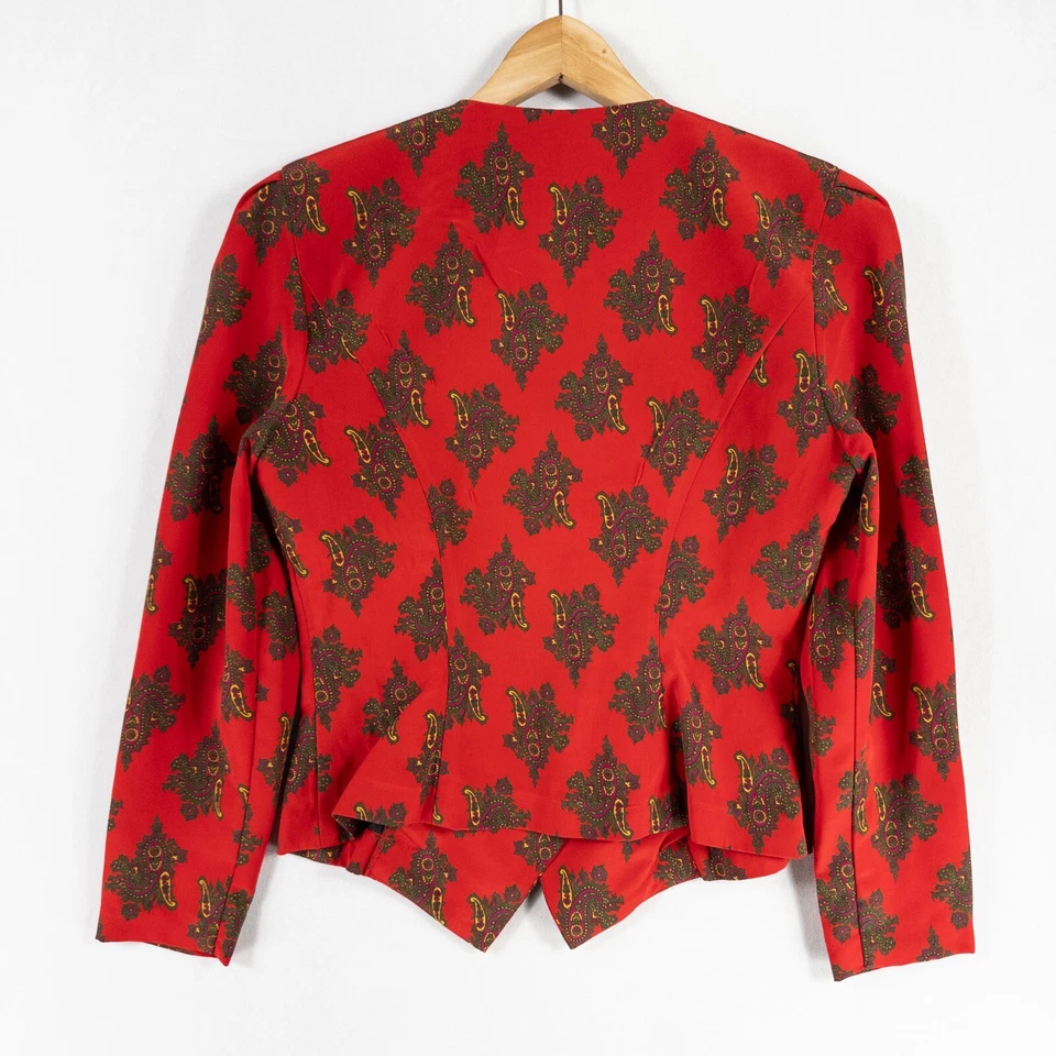 Vtg Donna Morgan for Non Stop Blazer Jacket Womens 8 Red Paisley Button Up - Image 3 of 4