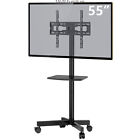 Rolling Floor Tv Stand with Wheels for 32 to 60 inch Flat Panel Tvs, Black