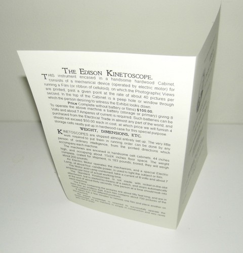 Edison Projectoscope Kinetoscope Projector Information Pamphlet Reproduction - Picture 4 of 4