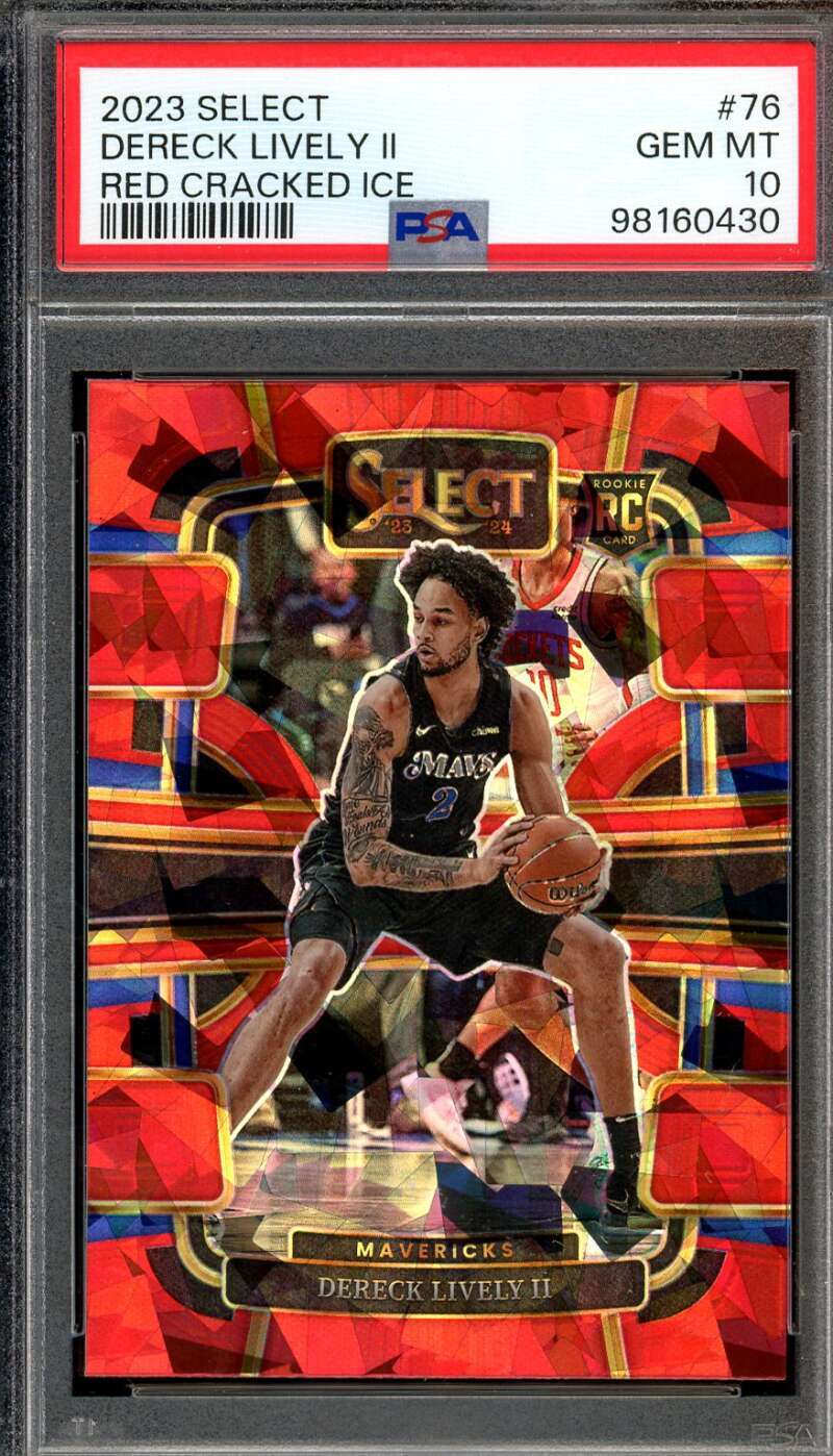 Dereck Lively II Rookie Card 2023-24 Select Red Cracked Ice #76 PSA 10