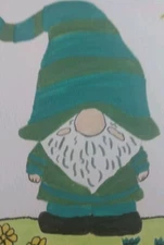 Gnome art, ORIGINAL FOLK ART WHIMSICAL Garden Theme 8x8 Home Decor Painting Gat