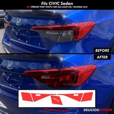 For 22-2025 Civic Tail Light RED V2 Reverse Cut Rear Overlays PreCut Tint Decals