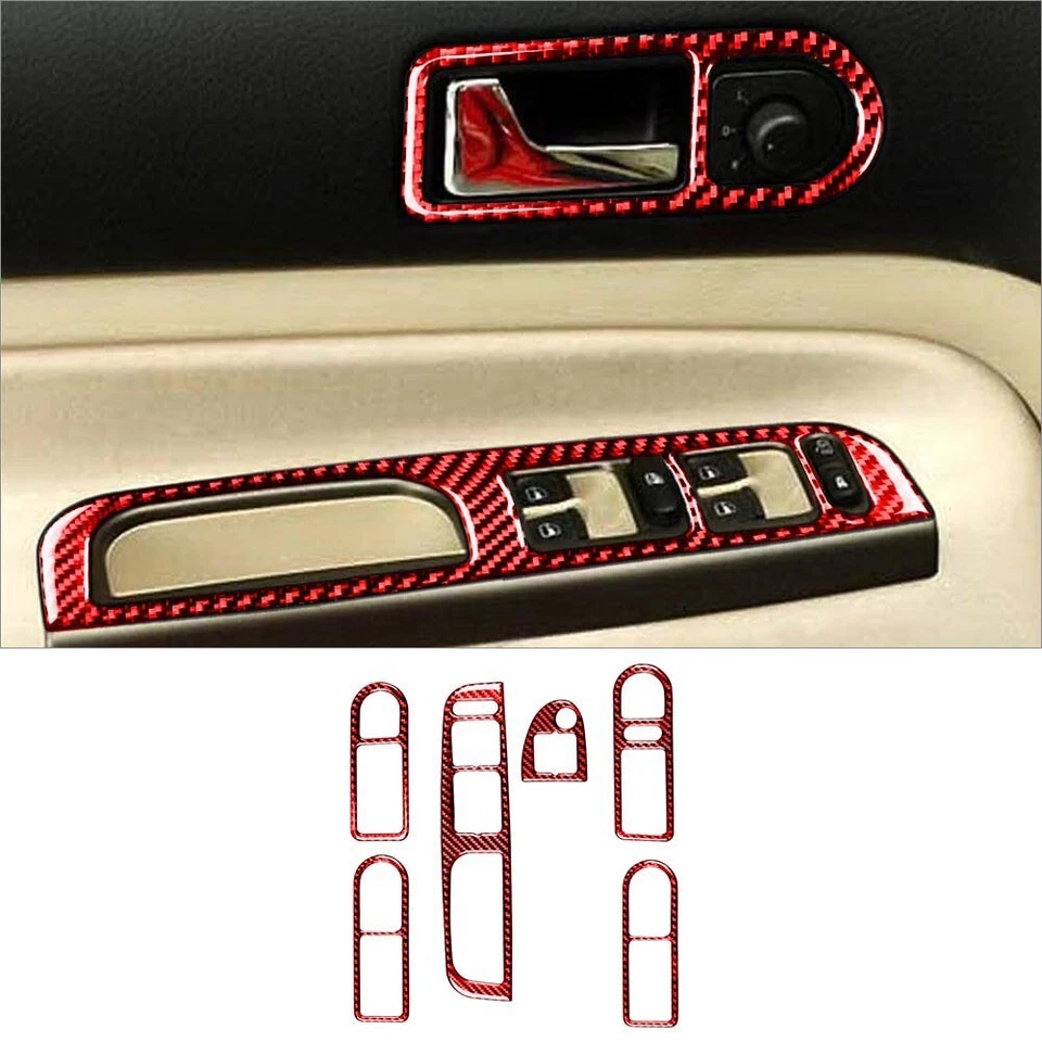 Kit de cubierta interior completo de fibra de carbono roja de 26 piezas para Volkswagen Golf 1999-04 Foto 4 de 4