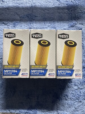 Super Tech MP11784 20,000 Mile Oil Filter Fits Mobil 1 M1-404A USA Made(3pack)