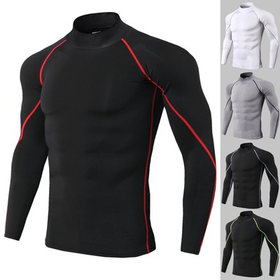 Download Men's Compression Shirt Mock Neck Gym Top Dri-fit Long ...