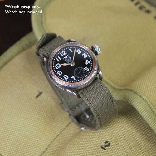 16 mm Vintage Militär Oliv Drab Canvas Uhrenarmband OD # 7 WWII A-11 A11 Hack - Bild 5 von 7