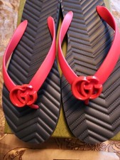 New Authentic W T B GUCCI MENS THONG RUBBER SLIDES G 13 US 13.5