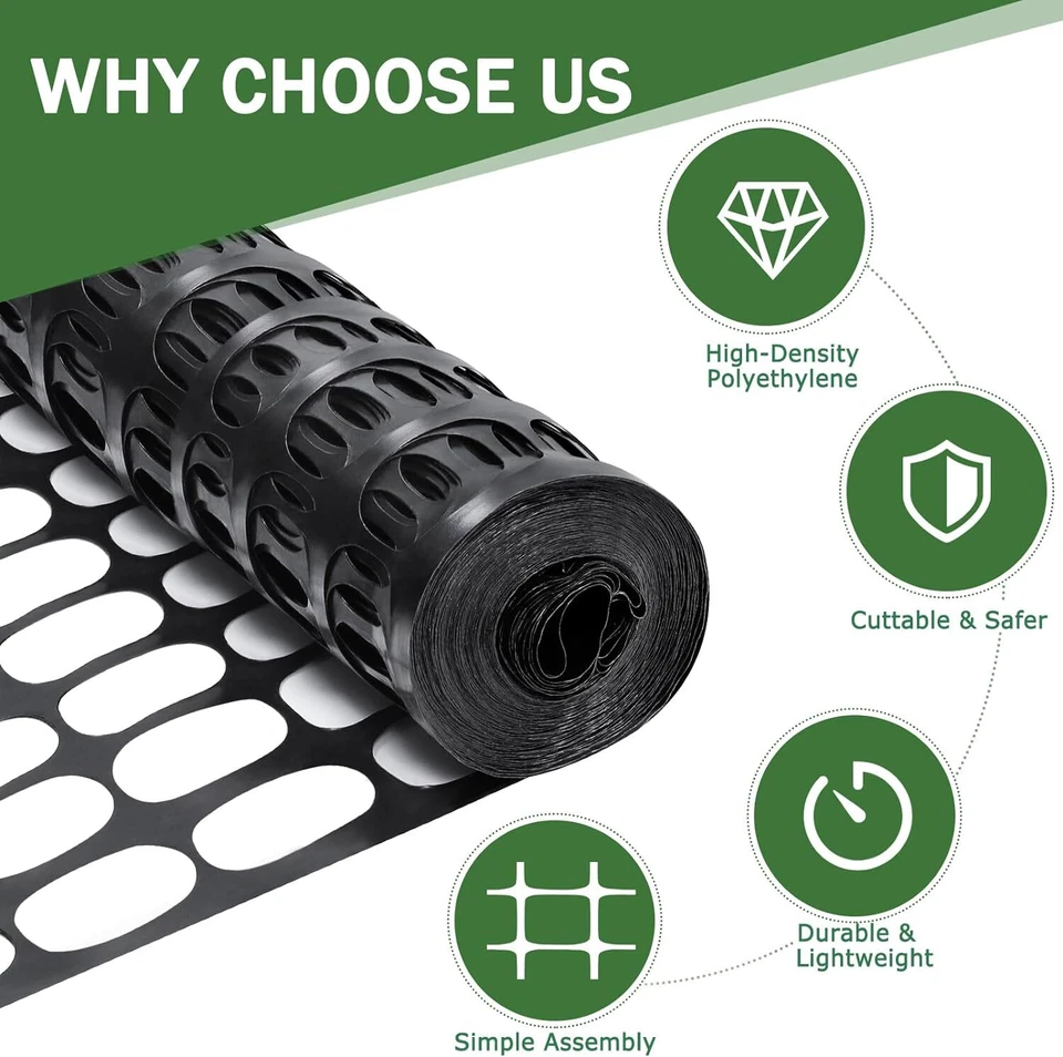 4 x 50FT Plastic Safety Fence with Zip Ties Garden Fence, Snow Fence for Garden - Image 3 of 4