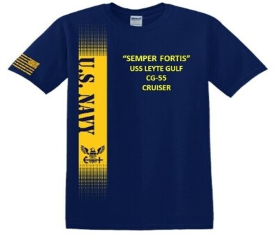 USS LEYTE GULF CG-55* CRUISER*FORTIS*VINYL&SILK SCREEN*NAVY LICENSED SHIRT