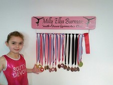 Gymnastic GB Medal Board Hanger Personalised with Jewels 70cm Width