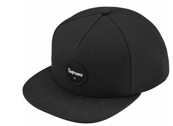 Supreme Twill Patch 5 panneaux noir SS24H23 logo flambant neuf