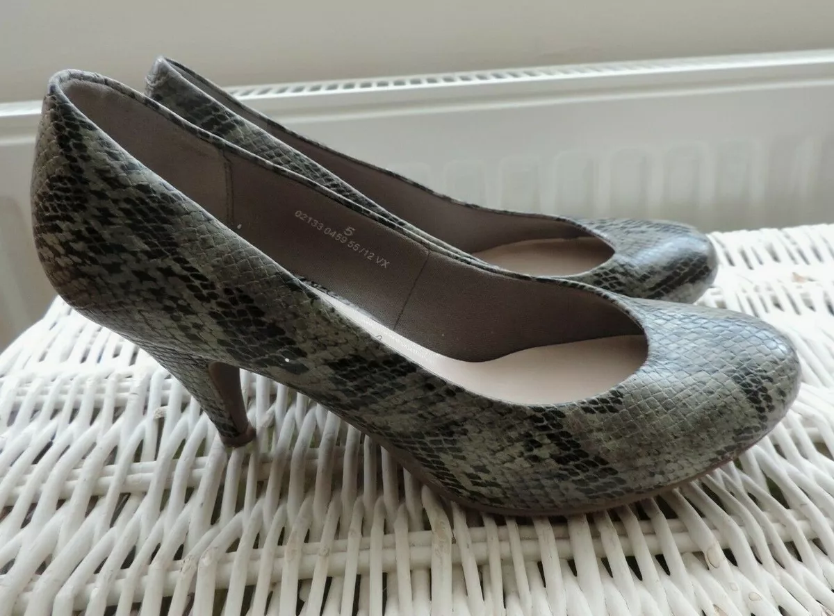 M S Grey Black Snakeskin Heel Court Shoes Smart Occasion Office Work UK5 EU38 eBay