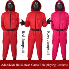 Adult/Kids Hot Unisex Korean Drama Survival Game Cosplay Costume Hooded Jumpsuit