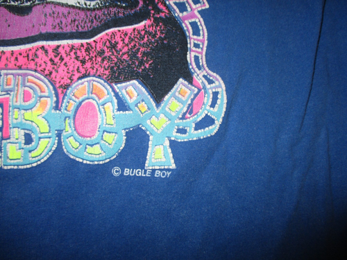 vtg 80s 90s BUGLE BOY SURFING T SHIRT Surf's Up Waves Summer Beach Grid L/XL - Picture 5 of 7