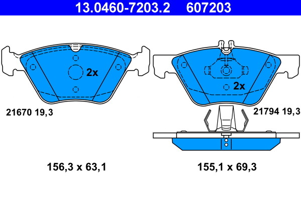 ATE 13.0460-7203.2 Brake Pad Set, disc brake for MERCEDES-BENZ