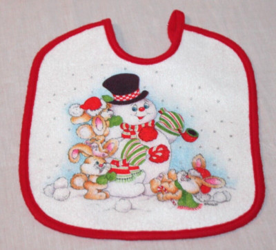 NEW  LUV N' CARE BABY VINTAGE TUFF TERRY CHRISTMAS BIB