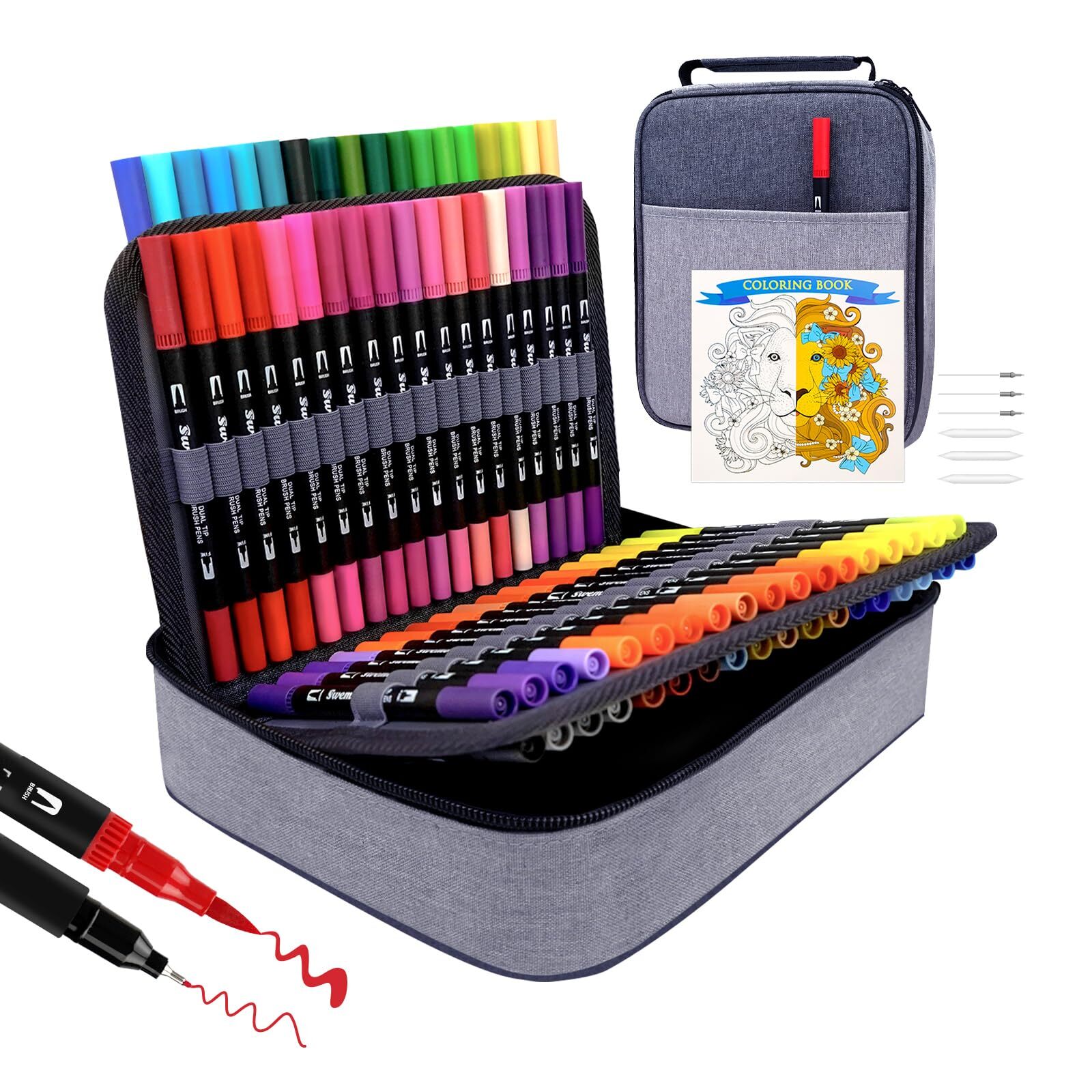 Markers For Adult Coloring Book 72 Colors Art Markers Set Dual Tip Brush Pen Col-image