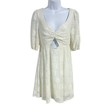 NSR Ivory Lace Keyhole Cut Out Sweetheart A-Line Mini Dress Size Small NWOT